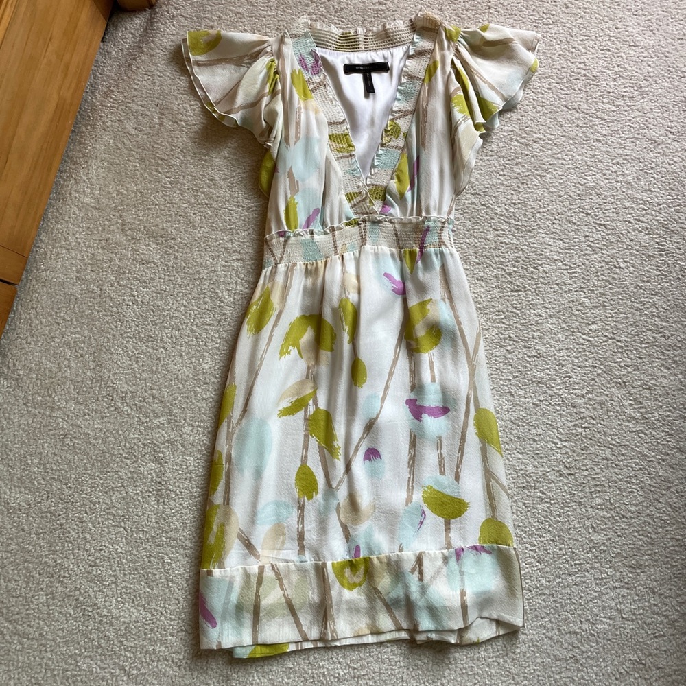 BCBGMaxAzria V-Neck Silk Dress